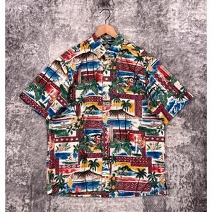 Reyn Spooner Hawaiian Shirt Large Mens Christmas Santa Mele Kalikimaka Aloha